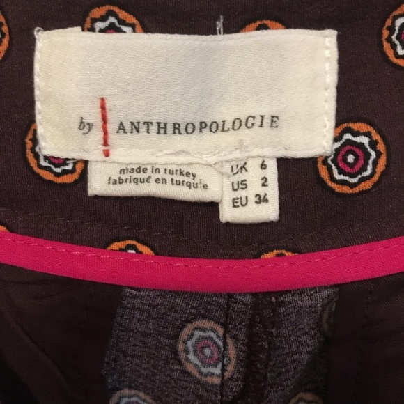 Anthropologie Marsden Maroon Print Wide Leg Pants - Picture 5 of 7